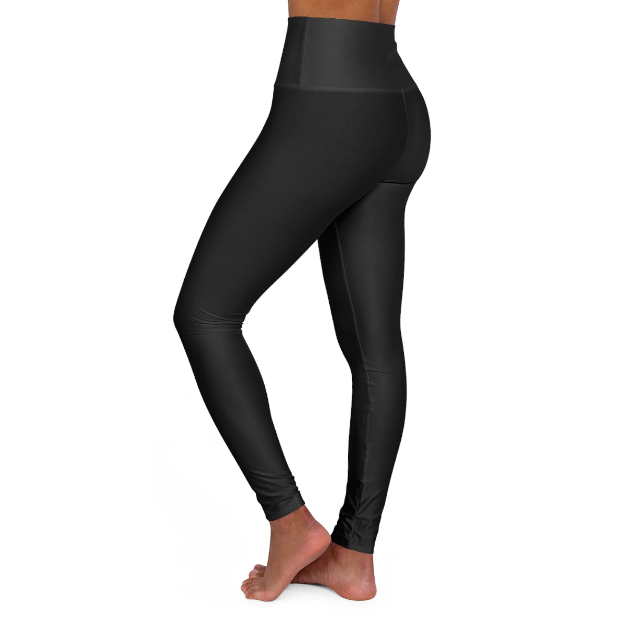 RADNIS High-Waisted Yoga Leggings — Minimal Black Side Graphic