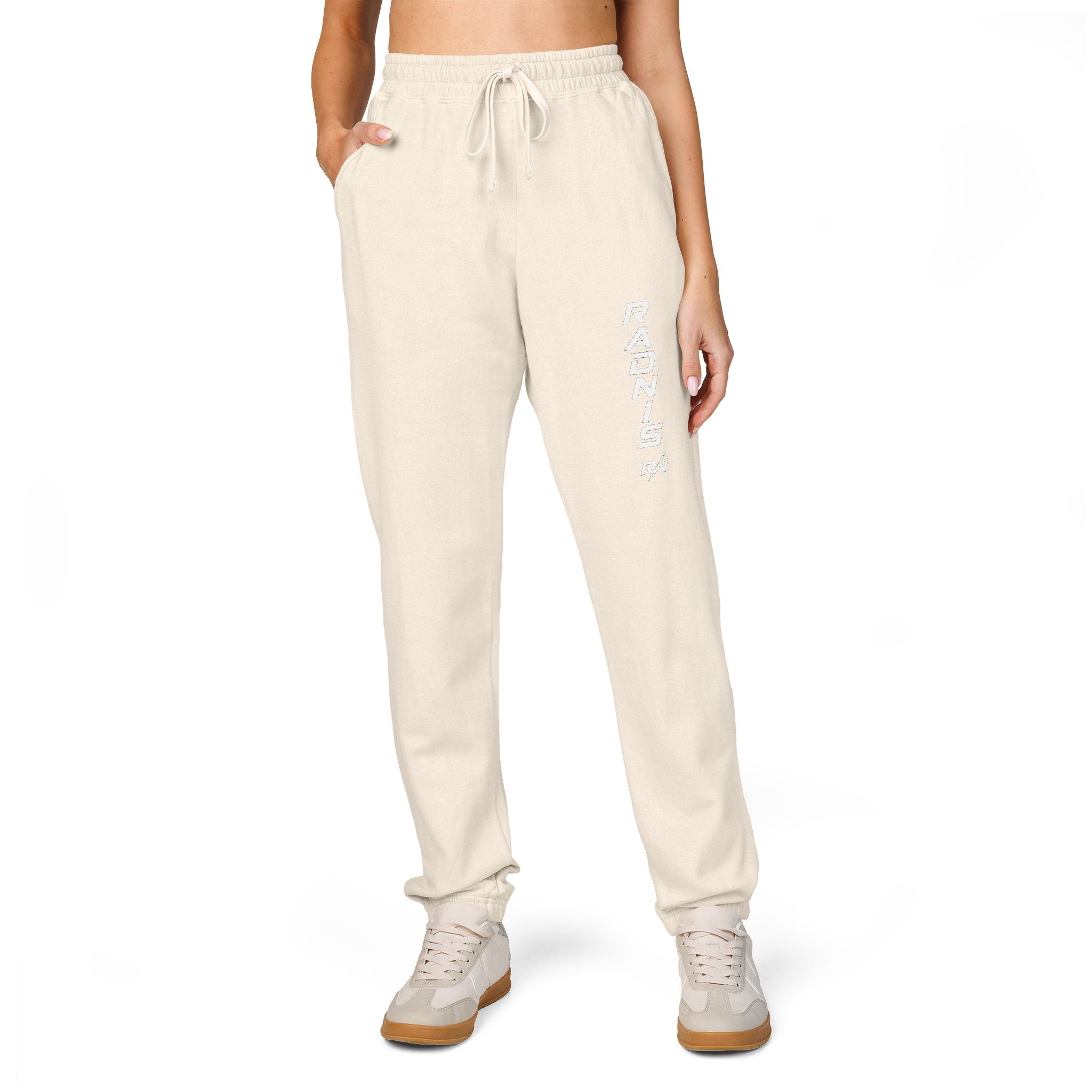 RADNIS Unisex Garment-Dyed Fleece Sweatpants — Vertical 'Ramen' Graphic Joggers