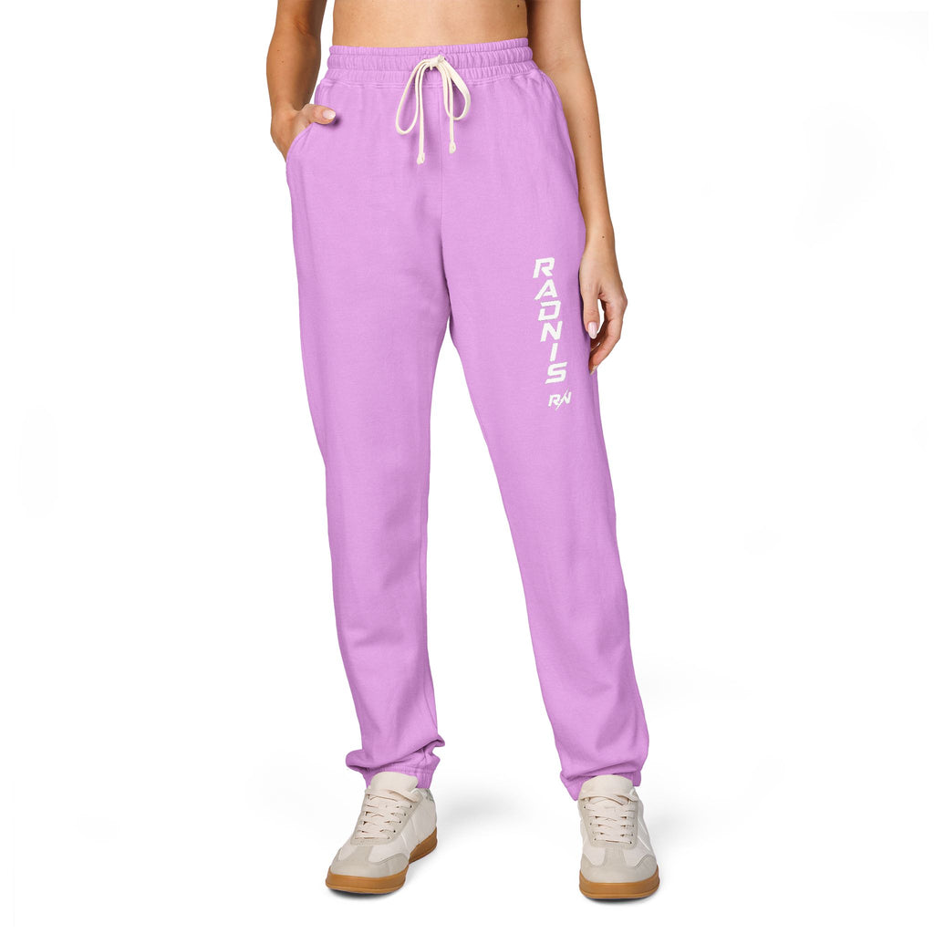 RADNIS Unisex Garment-Dyed Fleece Sweatpants — Vertical 'Ramen' Graphic Joggers