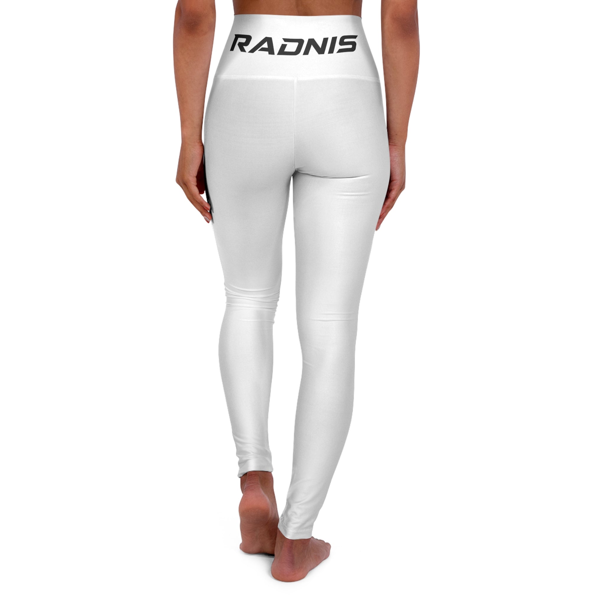 White High-Waisted Yoga Leggings — RADNIS Logo Activewear