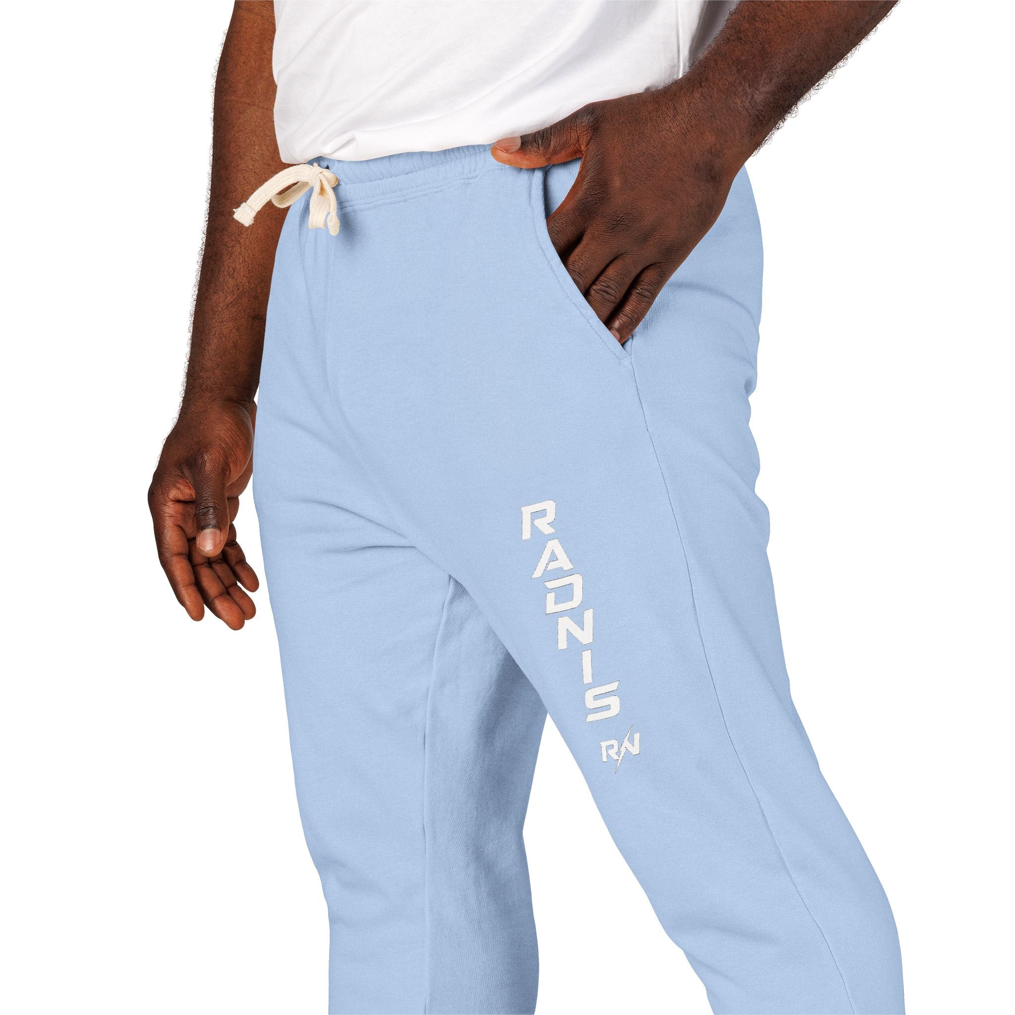 RADNIS Unisex Garment-Dyed Fleece Sweatpants — Vertical 'Ramen' Graphic Joggers