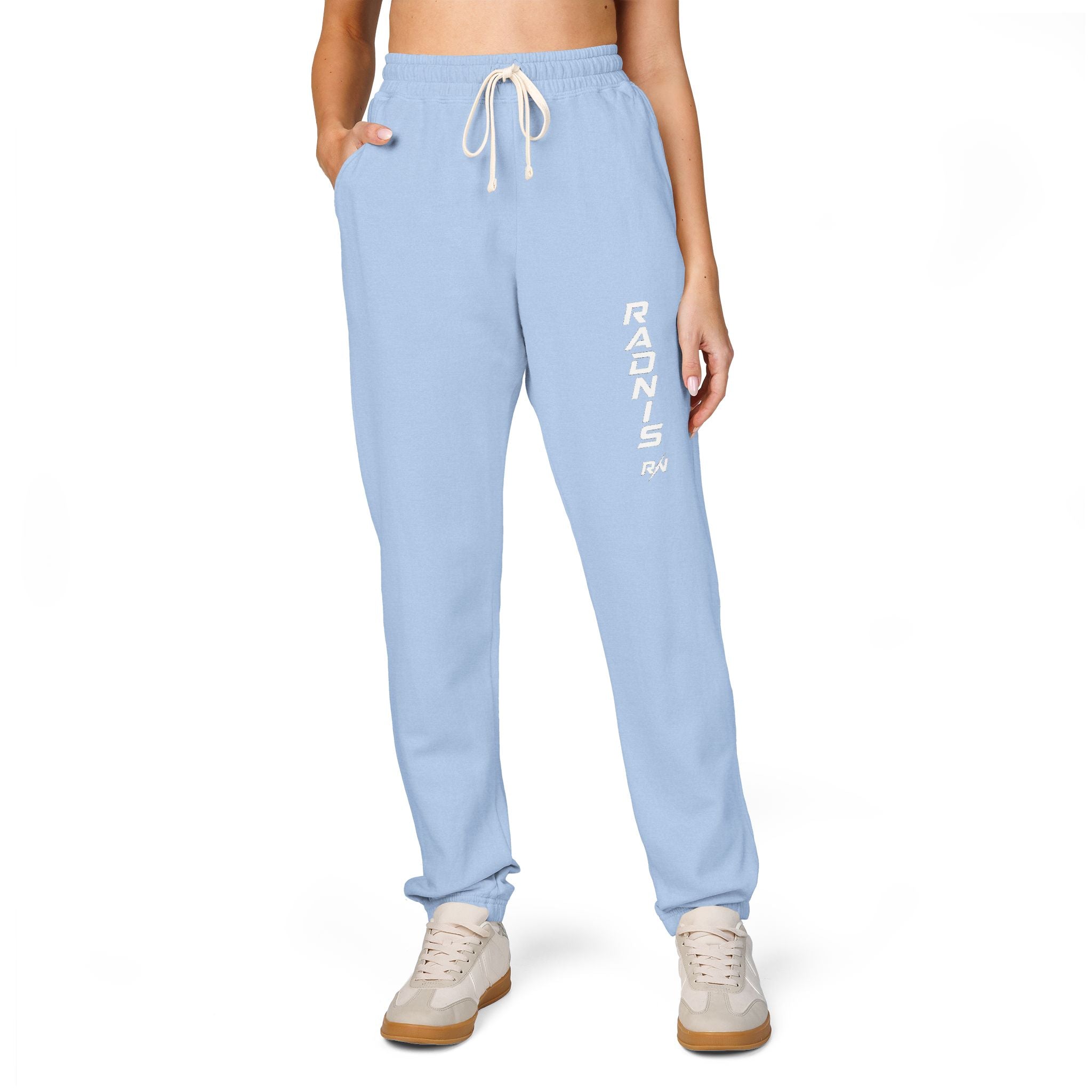 RADNIS Unisex Garment-Dyed Fleece Sweatpants — Vertical 'Ramen' Graphic Joggers
