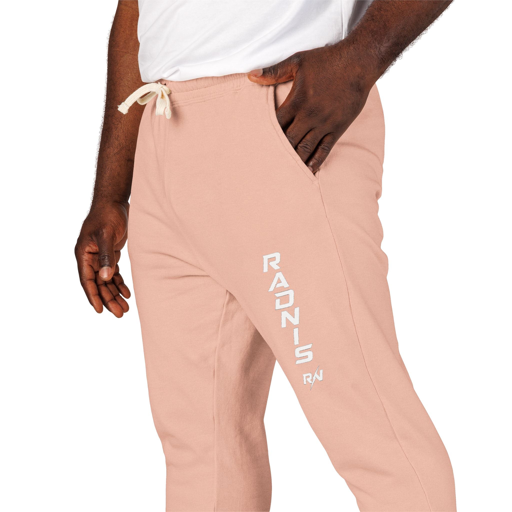 RADNIS Unisex Garment-Dyed Fleece Sweatpants — Vertical 'Ramen' Graphic Joggers