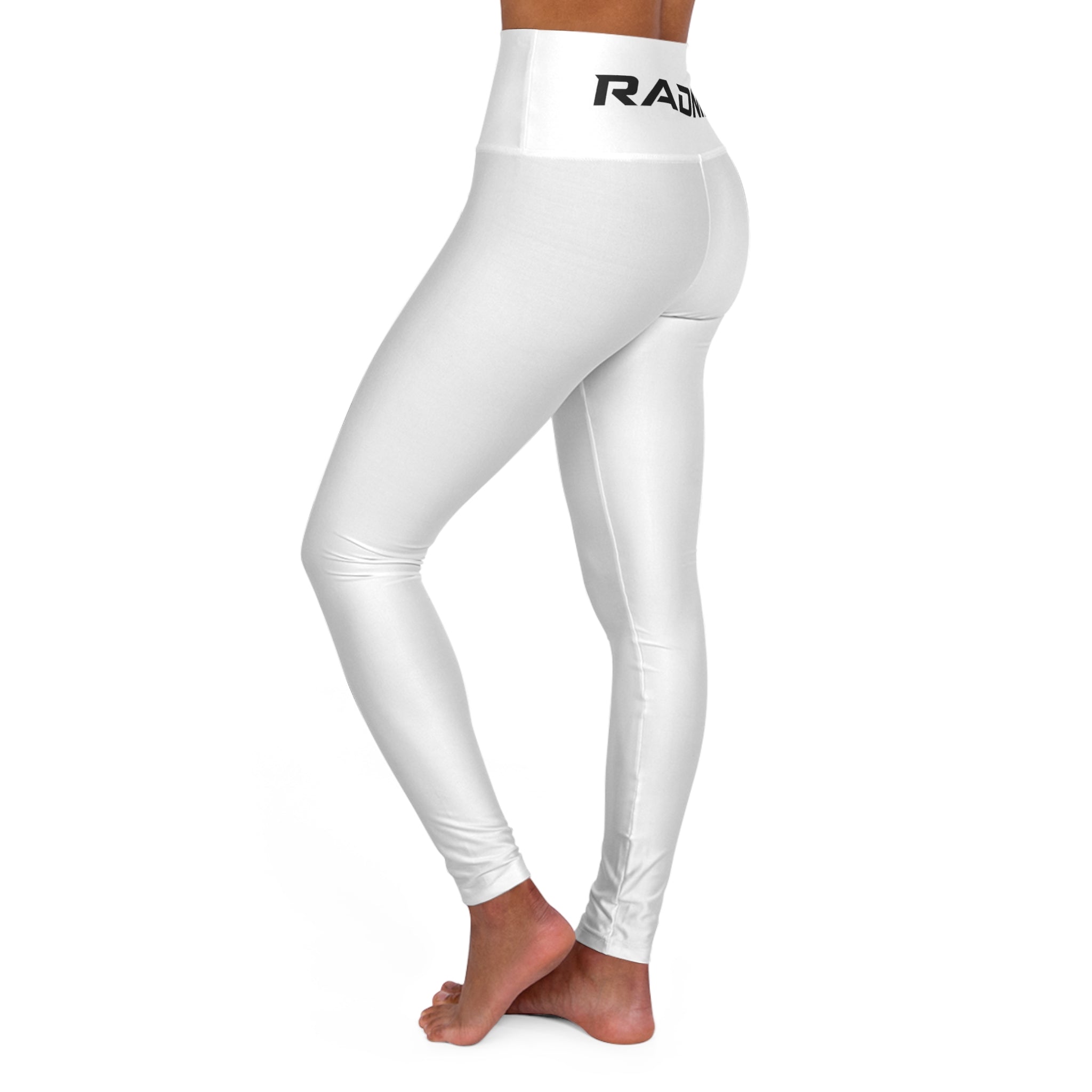 White High-Waisted Yoga Leggings — RADNIS Logo Activewear