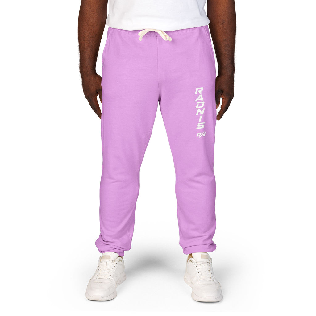 RADNIS Unisex Garment-Dyed Fleece Sweatpants — Vertical 'Ramen' Graphic Joggers