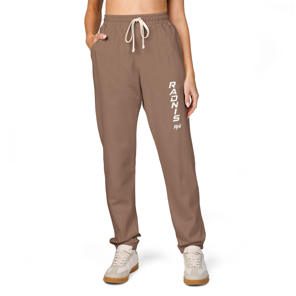 RADNIS Unisex Garment-Dyed Fleece Sweatpants — Vertical 'Ramen' Graphic Joggers