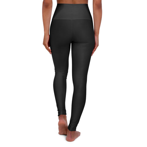 RADNIS Black High-Waisted Yoga Leggings — Minimal Black Side Graphic