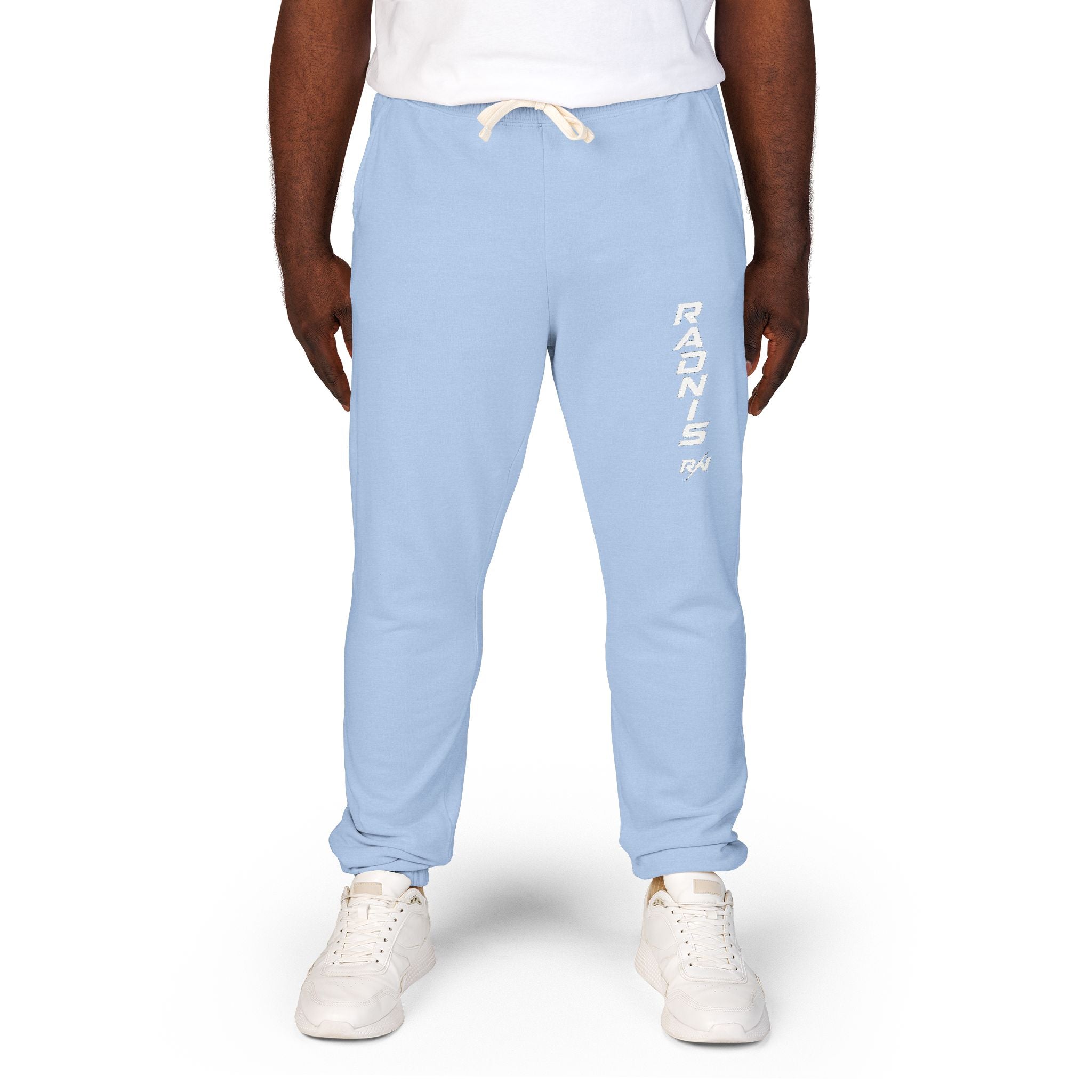 RADNIS Unisex Garment-Dyed Fleece Sweatpants — Vertical 'Ramen' Graphic Joggers