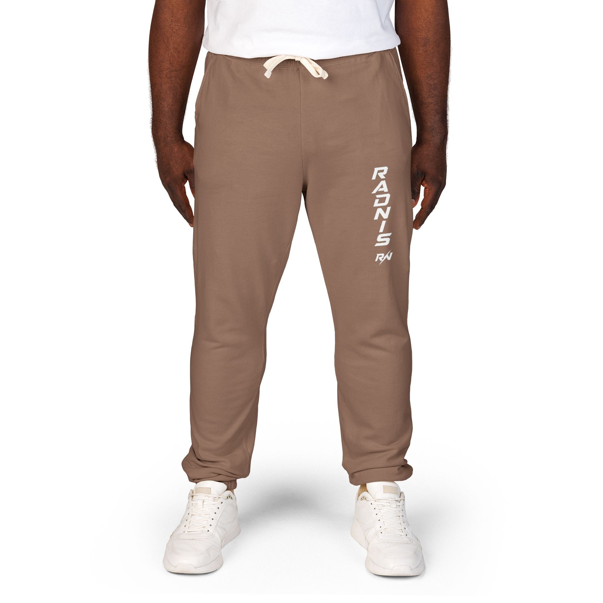 RADNIS Unisex Garment-Dyed Fleece Sweatpants — Vertical 'Ramen' Graphic Joggers