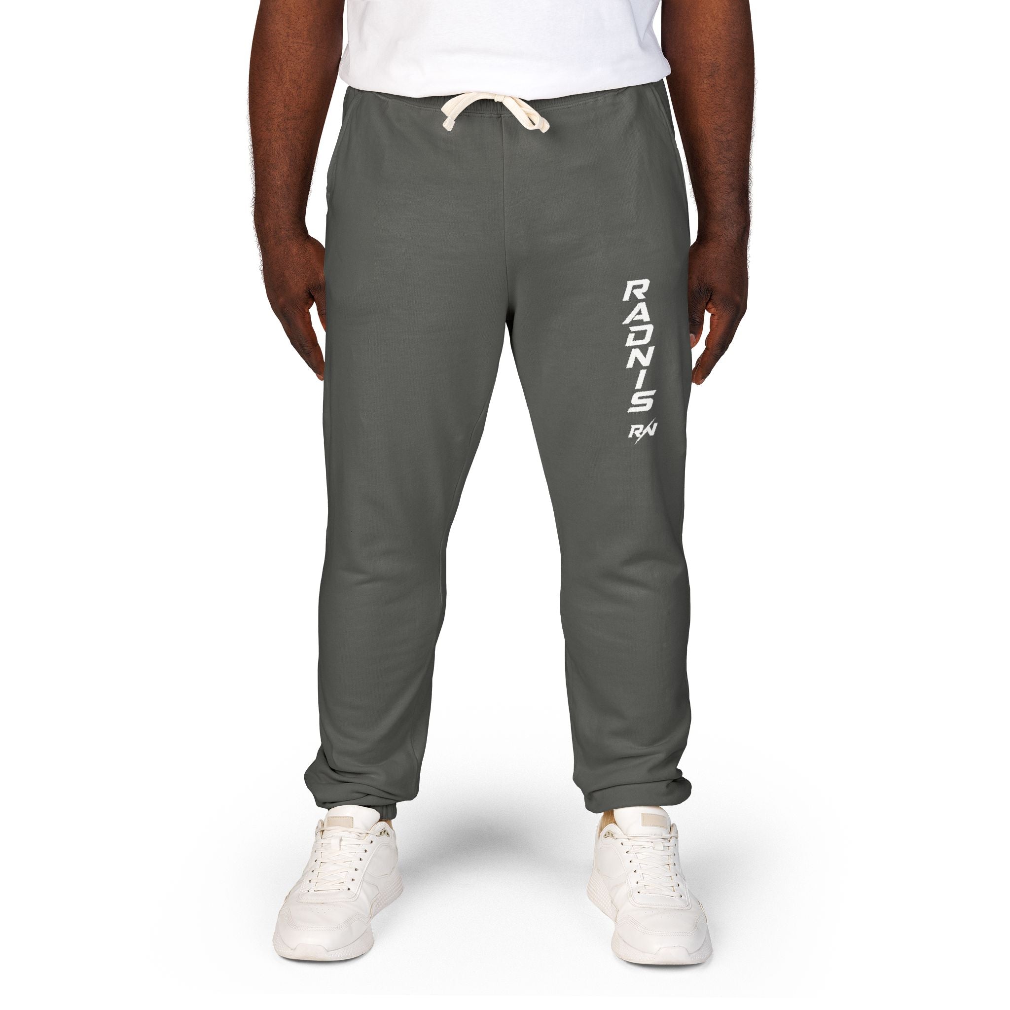 RADNIS Unisex Garment-Dyed Fleece Sweatpants — Vertical 'Ramen' Graphic Joggers