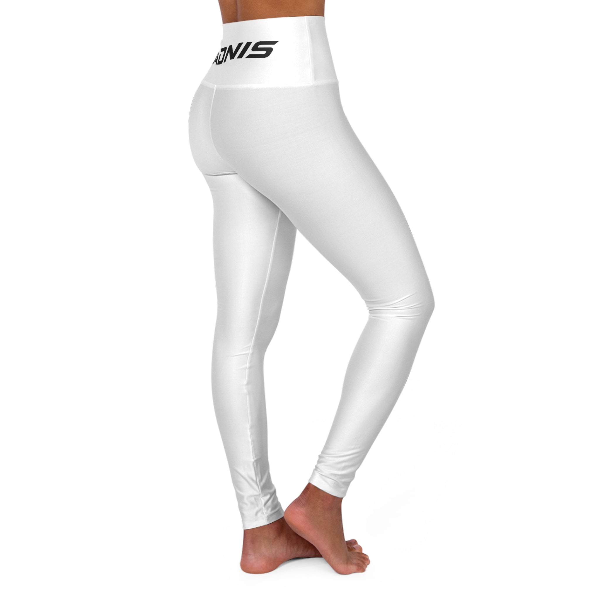 White High-Waisted Yoga Leggings — RADNIS Logo Activewear