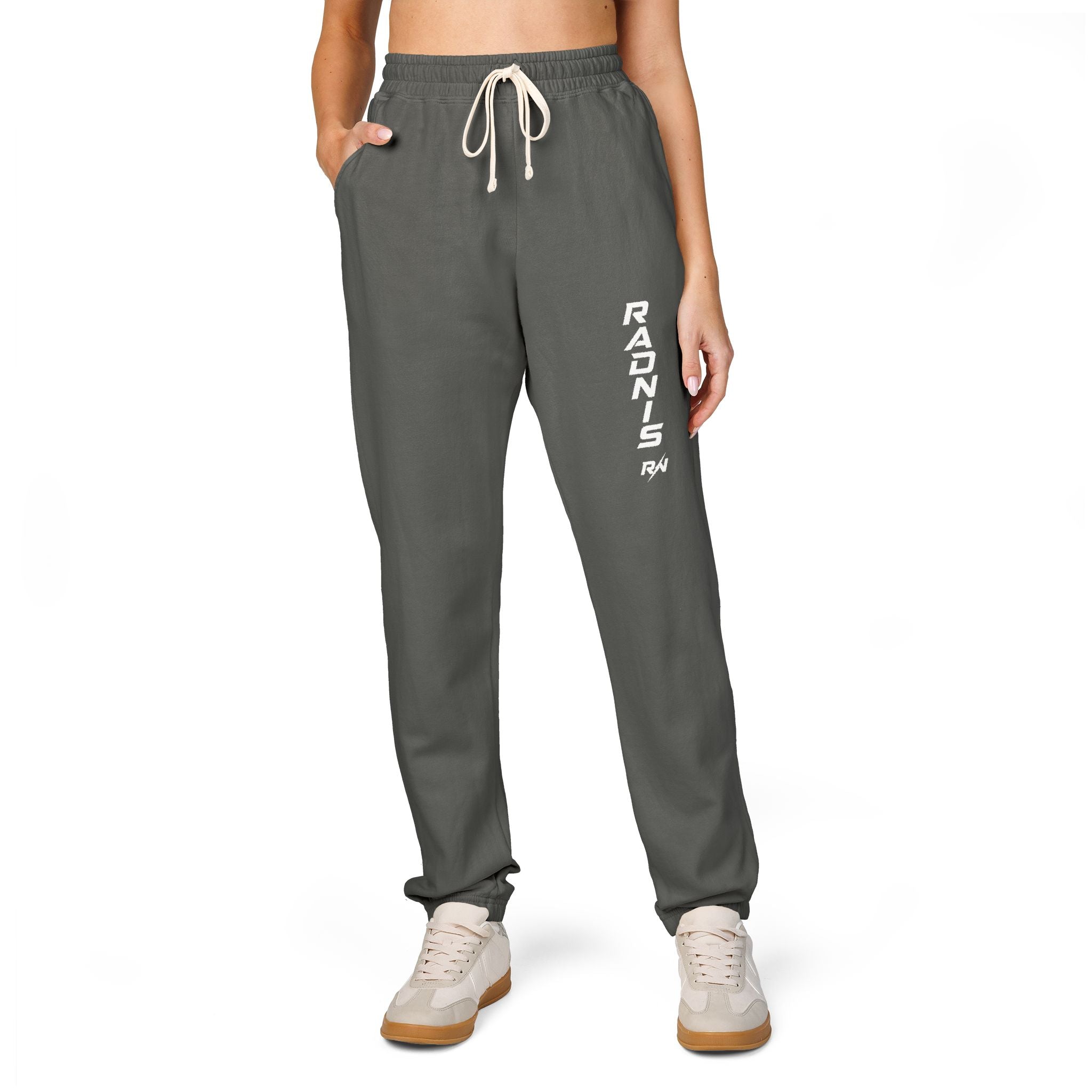 RADNIS Unisex Garment-Dyed Fleece Sweatpants — Vertical 'Ramen' Graphic Joggers