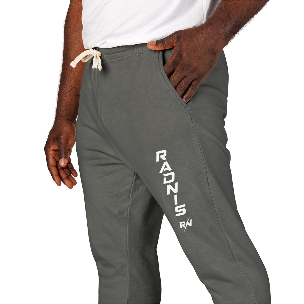 RADNIS Unisex Garment-Dyed Fleece Sweatpants — Vertical 'Ramen' Graphic Joggers