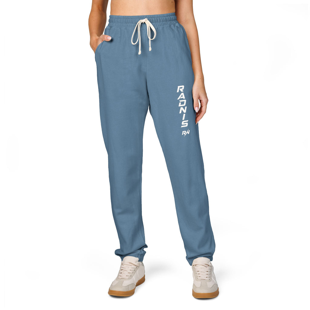 RADNIS Unisex Garment-Dyed Fleece Sweatpants — Vertical 'Ramen' Graphic Joggers