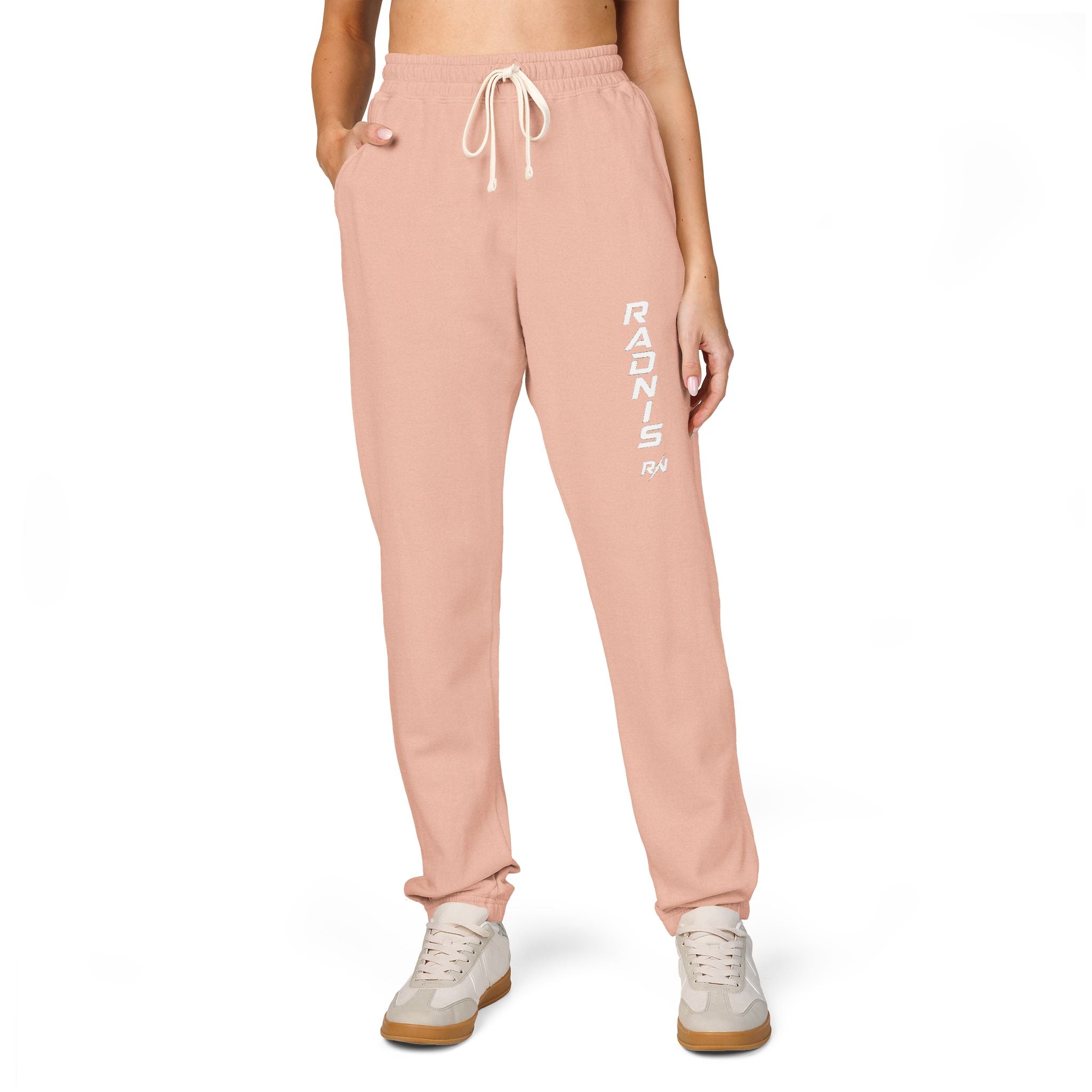 RADNIS Unisex Garment-Dyed Fleece Sweatpants — Vertical 'Ramen' Graphic Joggers