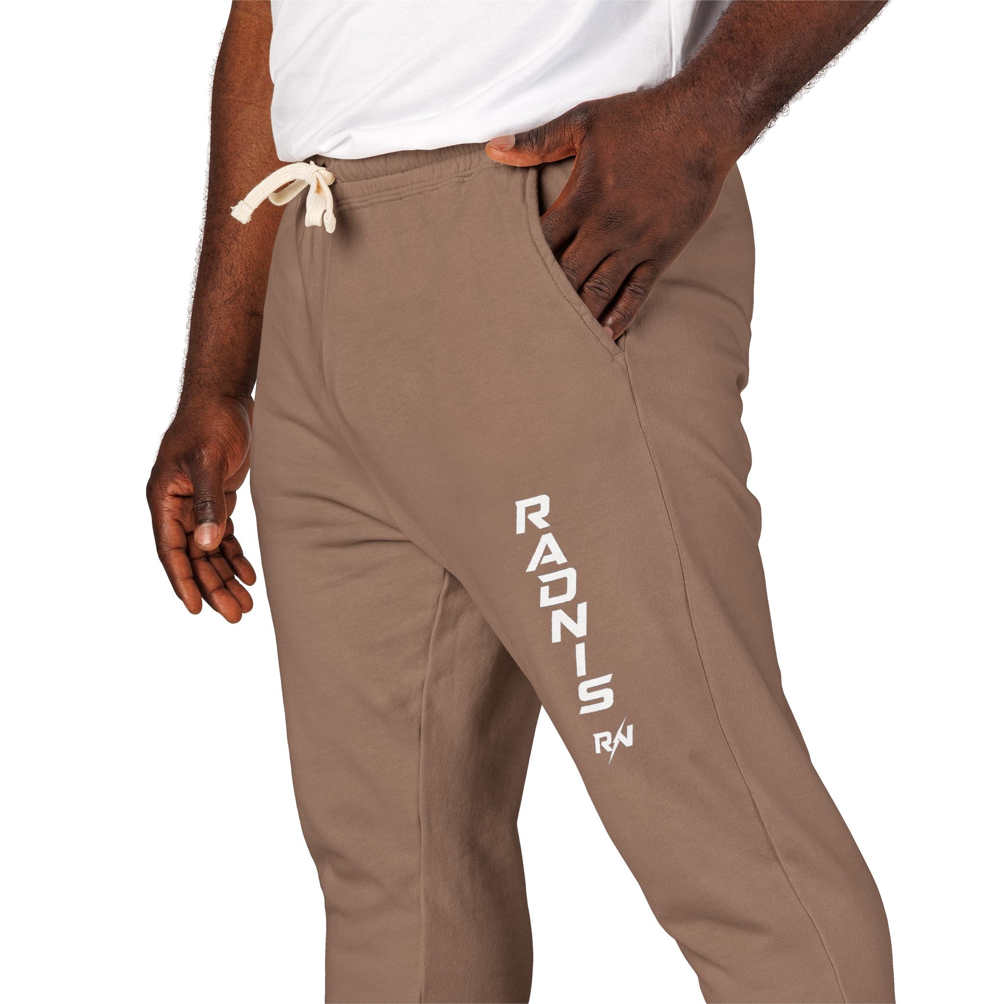RADNIS Unisex Garment-Dyed Fleece Sweatpants — Vertical 'Ramen' Graphic Joggers