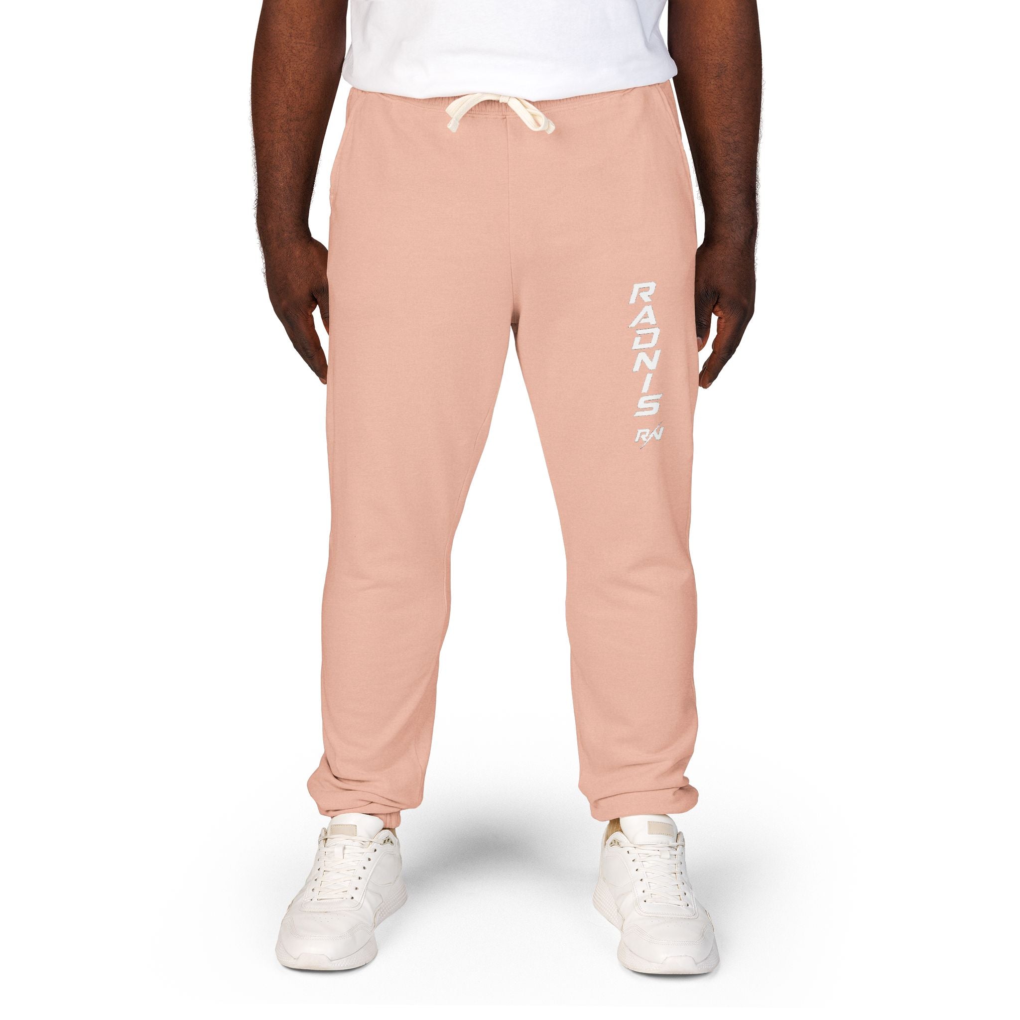 RADNIS Unisex Garment-Dyed Fleece Sweatpants — Vertical 'Ramen' Graphic Joggers