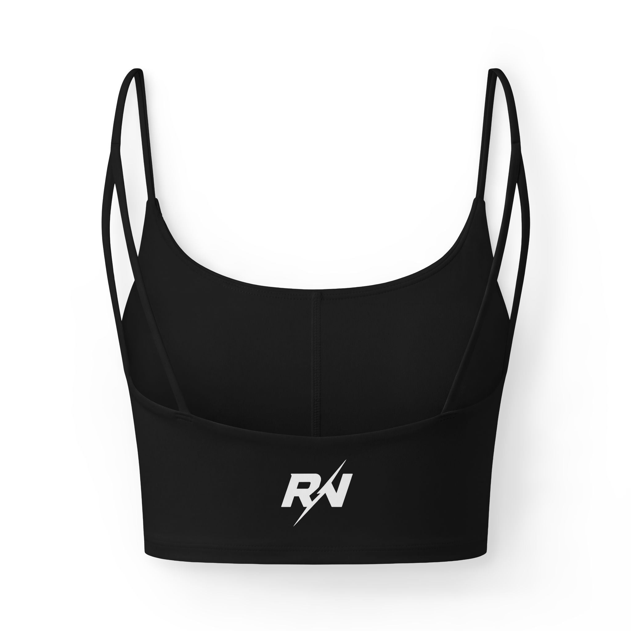 Women's Luxe Bra — Sleek Black Crop Bralette with Minimal RN Logo